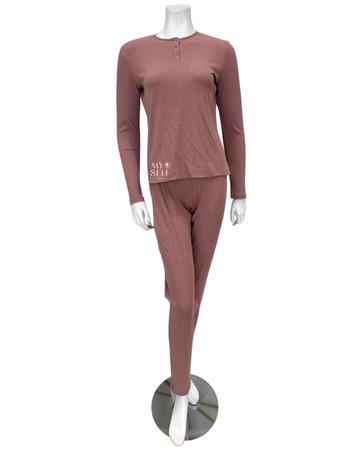 Angelice S6007 Rosewood Ribbed Bamboo Modal Pajamas Set myselflingerie.com